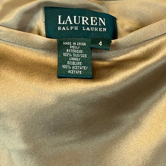 NWT LAUREN RALPH LAUREN Skirt Women’s Size 4 Gold A-Line Silk Midi Line LRL NEW - Picture 5 of 10